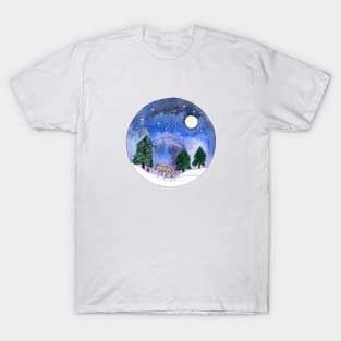 Wolf under a Galaxy Sky T-Shirt